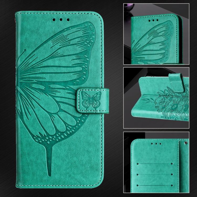 For iPhone 16 Pro Max Embossed Butterfly Leather Phone Case(Green) - iPhone 16 Pro Max Cases by PMC TechLife | Online Shopping South Africa | PMC TechLife | Buy Now Pay Later Mobicred