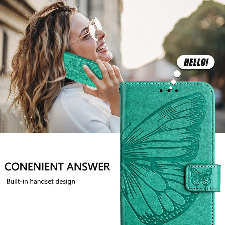 For iPhone 16 Pro Max Embossed Butterfly Leather Phone Case(Green) - iPhone 16 Pro Max Cases by PMC TechLife | Online Shopping South Africa | PMC TechLife | Buy Now Pay Later Mobicred