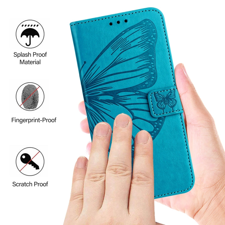 For iPhone 16 Pro Embossed Butterfly Leather Phone Case(Blue) - iPhone 16 Pro Cases by PMC TechLife | Online Shopping South Africa | PMC TechLife | Buy Now Pay Later Mobicred
