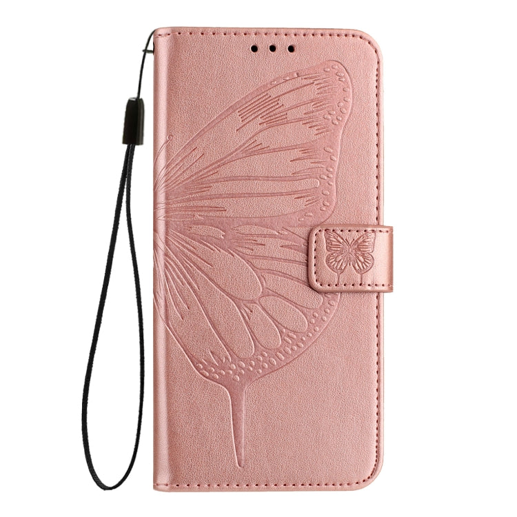 For iPhone 16 Pro Embossed Butterfly Leather Phone Case(Rose Gold) - iPhone 16 Pro Cases by PMC Jewellery | Online Shopping South Africa | PMC Jewellery | Buy Now Pay Later Mobicred