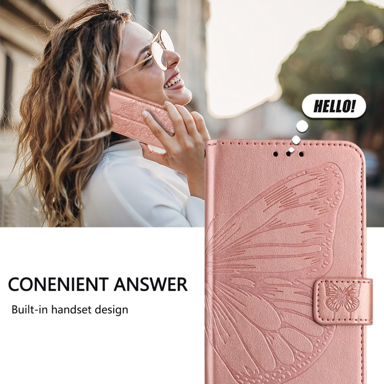 For iPhone 16 Pro Embossed Butterfly Leather Phone Case(Rose Gold) - iPhone 16 Pro Cases by PMC Jewellery | Online Shopping South Africa | PMC Jewellery | Buy Now Pay Later Mobicred