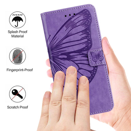 For iPhone 16 Pro Embossed Butterfly Leather Phone Case(Light Purple) - iPhone 16 Pro Cases by PMC Jewellery | Online Shopping South Africa | PMC Jewellery | Buy Now Pay Later Mobicred