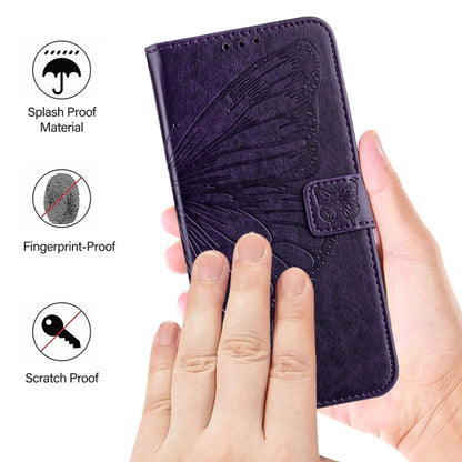 For iPhone 16 Plus Embossed Butterfly Leather Phone Case(Dark Purple) - iPhone 16 Plus Cases by PMC Jewellery | Online Shopping South Africa | PMC Jewellery | Buy Now Pay Later Mobicred