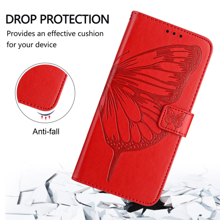 For iPhone 16 Plus Embossed Butterfly Leather Phone Case(Red) - iPhone 16 Plus Cases by PMC Jewellery | Online Shopping South Africa | PMC Jewellery | Buy Now Pay Later Mobicred