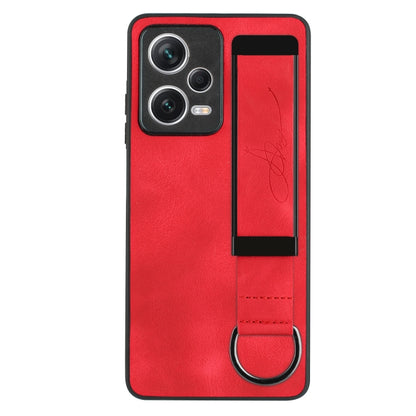 For Xiaomi Redmi Note 12 Pro+ 5G Global Wristband Holder Leather Back Phone Case(Red) - Xiaomi Cases by PMC Jewellery | Online Shopping South Africa | PMC Jewellery | Buy Now Pay Later Mobicred