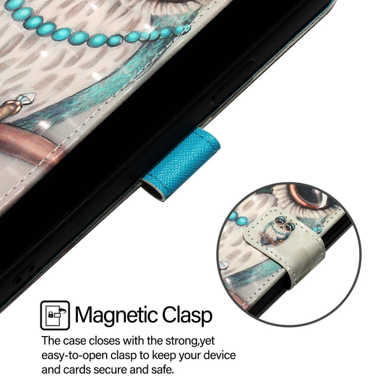 For iPhone 16e 3D Painting Horizontal Flip Leather Phone Case(Grey Owl) - free shipping - PMC TechLife - Order now!
