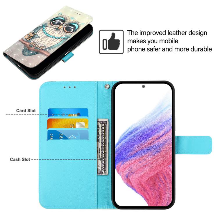 For iPhone 16e 3D Painting Horizontal Flip Leather Phone Case(Grey Owl) - free shipping - PMC TechLife - Order now!