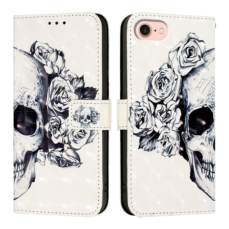 For iPhone SE 2024 3D Painting Horizontal Flip Leather Phone Case(Skull) - More iPhone Cases by PMC Jewellery | Online Shopping South Africa | PMC Jewellery | Buy Now Pay Later Mobicred