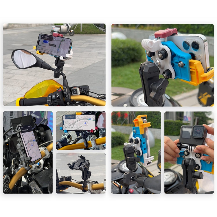 MOTOSLG Crab Motorcycle Phone Clamp Bracket O-Type Rear Mirror Mount(Black) - Holder by MOTOLSG | Online Shopping South Africa | PMC TechLife | Buy Now Pay Later Mobicred