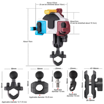 MOTOSLG Crab Motorcycle Phone Clamp Bracket U-Type Headbar Mount(Black) - Holder by MOTOLSG | Online Shopping South Africa | PMC Jewellery | Buy Now Pay Later Mobicred