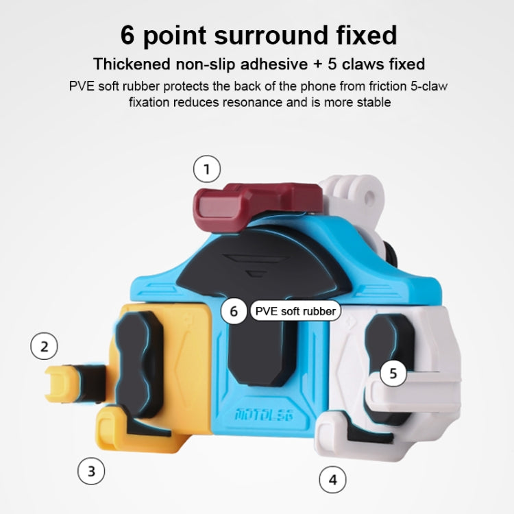 MOTOSLG Crab Motorcycle Phone Clamp Bracket M10 Ballhead Mount with Anti-theft Lock(Yellow Blue White) - Holder by MOTOLSG | Online Shopping South Africa | PMC Jewellery | Buy Now Pay Later Mobicred