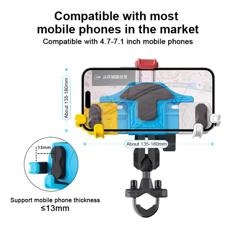 MOTOSLG Crab Motorcycle Phone Clamp Bracket L-Type Rear Mirror Mount(Yellow Blue White) - free shipping - PMC TechLife - Order now!