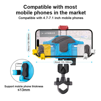 MOTOSLG Crab Motorcycle Phone Clamp Bracket M10 Ballhead Mount with Anti-theft Lock(Blue White Red) - Holder by MOTOLSG | Online Shopping South Africa | PMC Jewellery | Buy Now Pay Later Mobicred