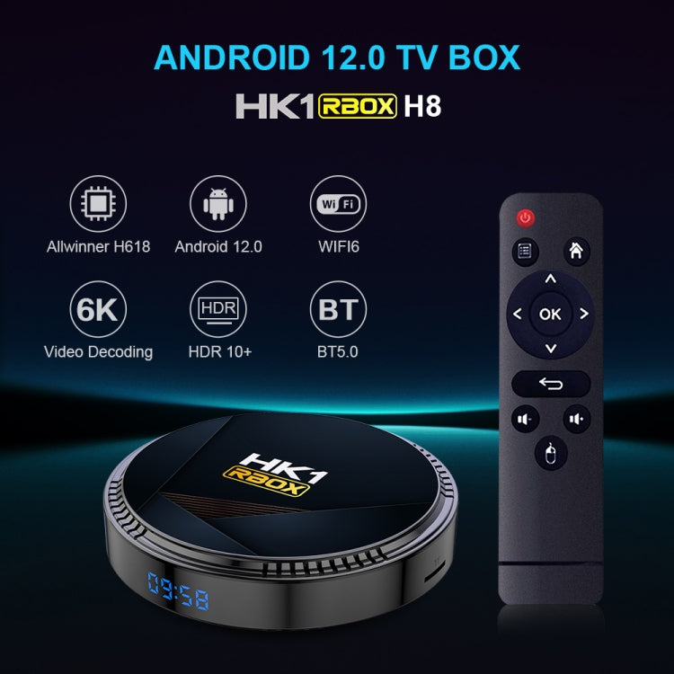 HK1RBOX H8-H618 Android 12.0 Allwinner H618 Quad Core Smart TV Box, Memory:4GB+32GB(UK Plug) - Allwinner H6 by PMC Jewellery | Online Shopping South Africa | PMC Jewellery | Buy Now Pay Later Mobicred