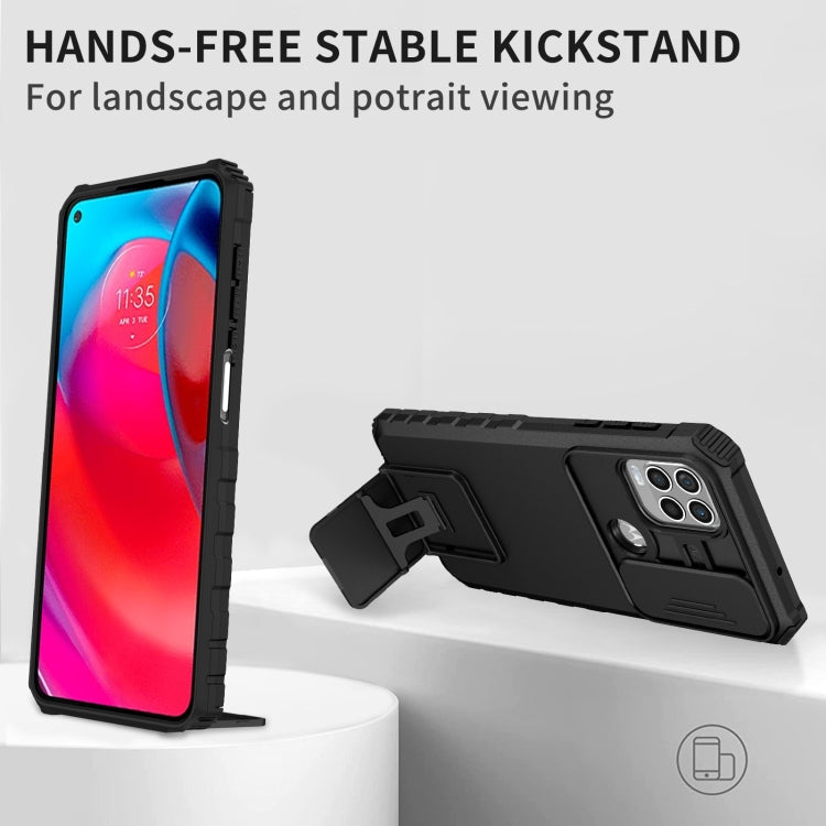 For Motorola Moto G Stylus 5G Stereoscopic Holder Sliding Camshield Phone Case(Black) - Motorola Cases by PMC TechLife | Online Shopping South Africa | PMC TechLife