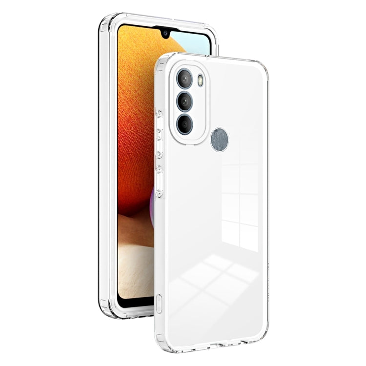 For Motorola Moto G31 Brazil Version 3 in 1 Clear TPU Color PC Frame Phone Case(White) - Motorola Cases by PMC Jewellery | Online Shopping South Africa | PMC Jewellery | Buy Now Pay Later Mobicred