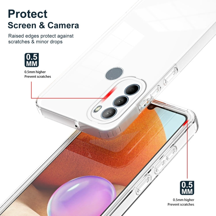 For Motorola Moto G31 Brazil Version 3 in 1 Clear TPU Color PC Frame Phone Case(White) - Motorola Cases by PMC Jewellery | Online Shopping South Africa | PMC Jewellery | Buy Now Pay Later Mobicred