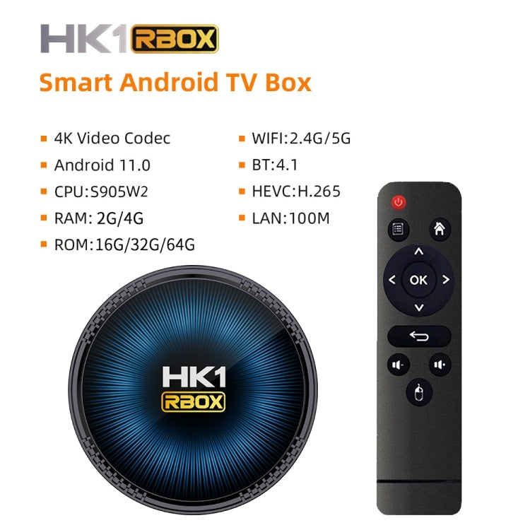 HK1RBOX-W2 Android 11.0 Amlogic S905W2 Quad Core Smart TV Box, Memory:4GB+64GB(US Plug) - Amlogic S905 by PMC Jewellery | Online Shopping South Africa | PMC Jewellery | Buy Now Pay Later Mobicred