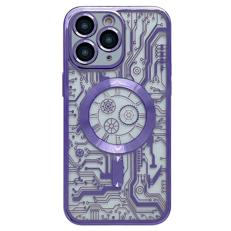 For iPhone 11 Pro Electroplated Circuit Board Pattern MagSafe Phone Case(Purple) - iPhone 11 Pro Cases by PMC TechLife | Online Shopping South Africa | PMC TechLife