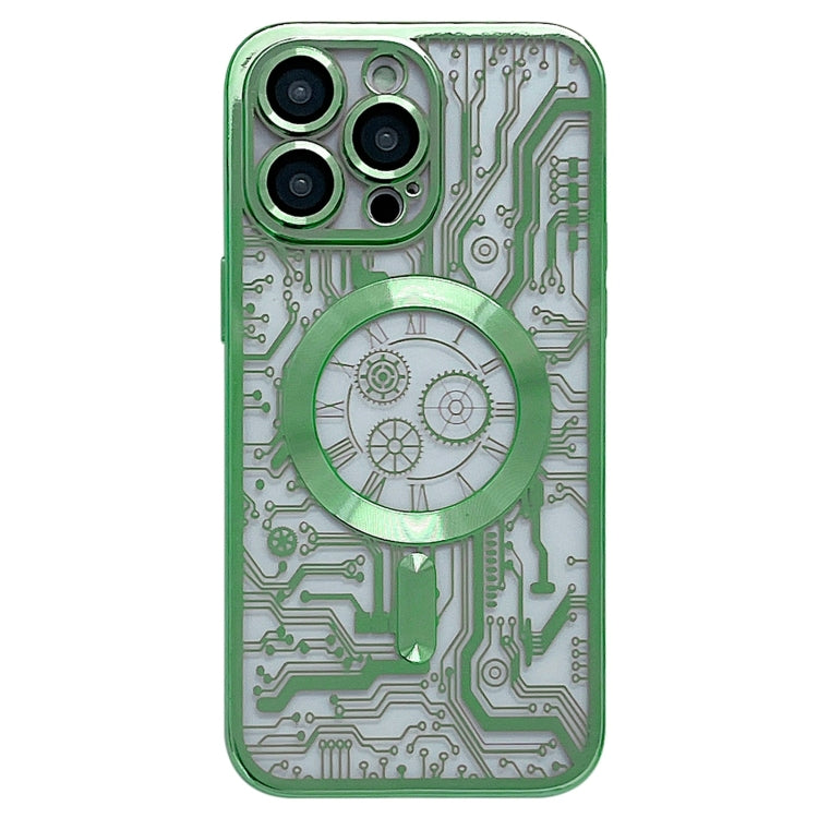 For iPhone 14 Pro Max Electroplated Circuit Board Pattern MagSafe Phone Case(Green) - iPhone 14 Pro Max Cases by PMC Jewellery | Online Shopping South Africa | PMC Jewellery