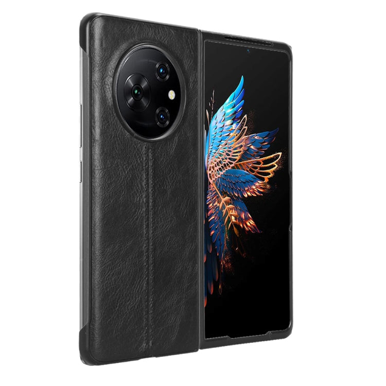 For Tecno Phantom V Fold Cow Pattern Sewing Back Cover Phone Case(Black) - free shipping - PMC TechLife - Order now!