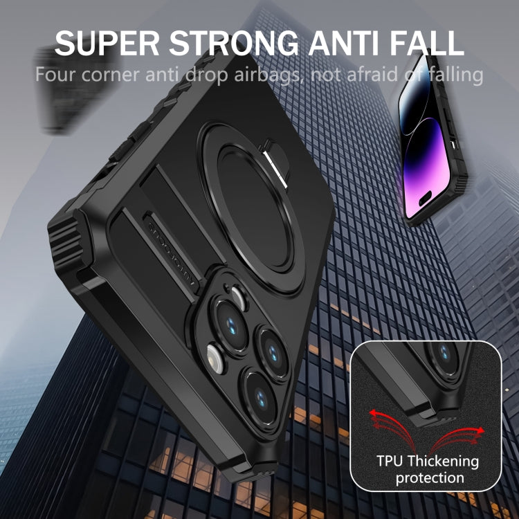 For iPhone 15 Pro Max MagSafe Magnetic Holder Phone Case(Black) - iPhone 15 Pro Max Cases by PMC TechLife | Online Shopping South Africa | PMC TechLife