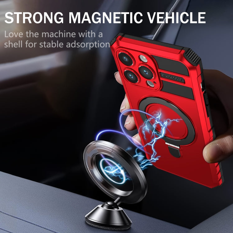 For iPhone 14 Pro MagSafe Magnetic Holder Phone Case(Red) - iPhone 14 Pro Cases by PMC TechLife | Online Shopping South Africa | PMC TechLife