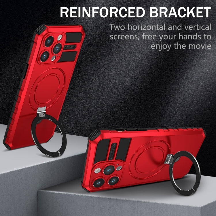 For iPhone 14 Pro MagSafe Magnetic Holder Phone Case(Red) - iPhone 14 Pro Cases by PMC TechLife | Online Shopping South Africa | PMC TechLife