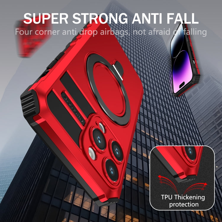 For iPhone 14 Pro MagSafe Magnetic Holder Phone Case(Red) - iPhone 14 Pro Cases by PMC TechLife | Online Shopping South Africa | PMC TechLife