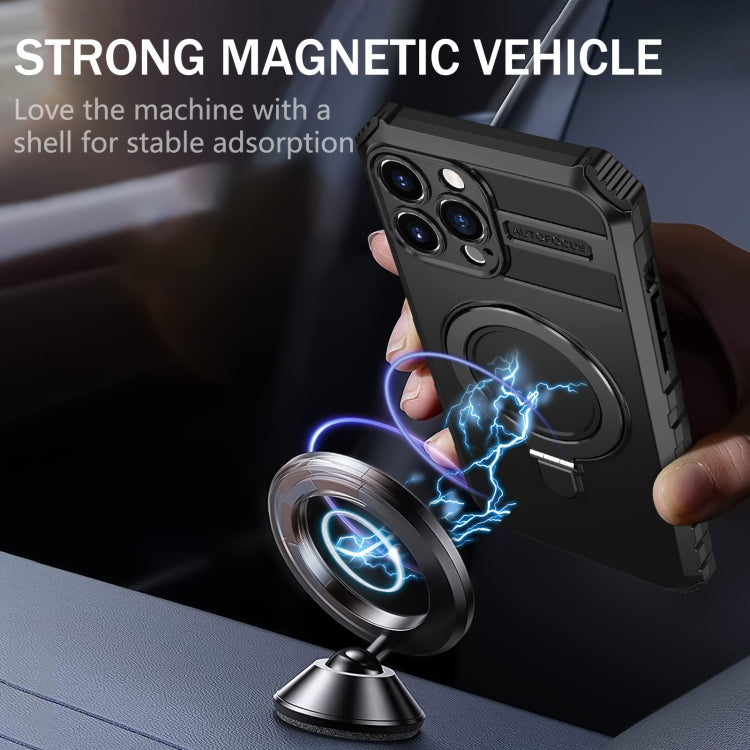 For iPhone 13 Pro Max MagSafe Magnetic Holder Phone Case(Black) - iPhone 13 Pro Max Cases by PMC TechLife | Online Shopping South Africa | PMC TechLife