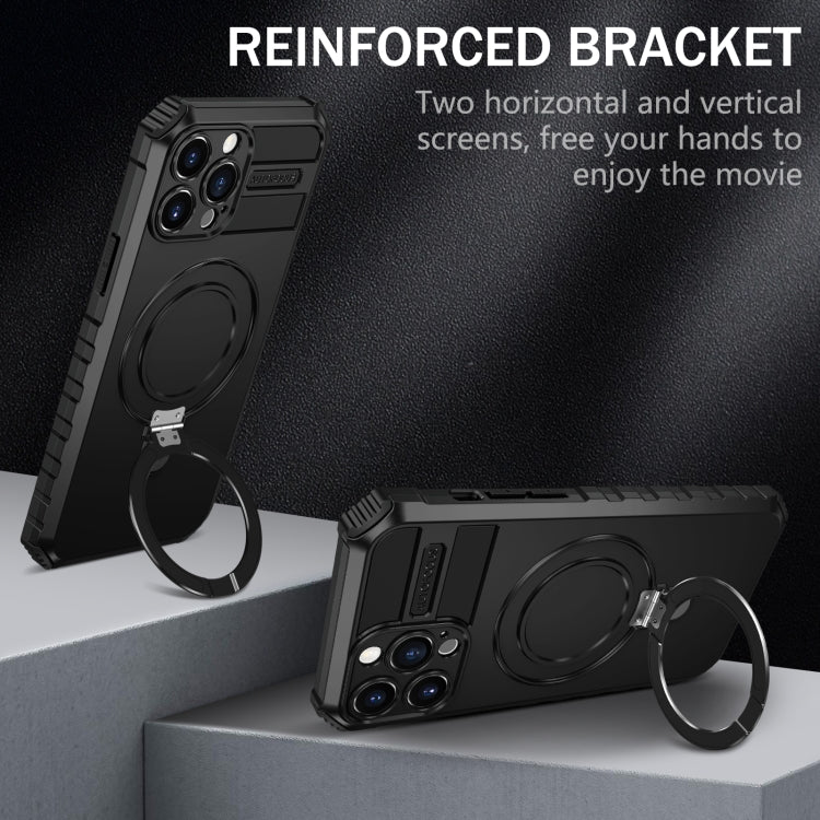 For iPhone 13 Pro Max MagSafe Magnetic Holder Phone Case(Black) - iPhone 13 Pro Max Cases by PMC TechLife | Online Shopping South Africa | PMC TechLife