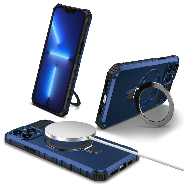 For iPhone 13 Pro Max MagSafe Magnetic Holder Phone Case(Blue) - iPhone 13 Pro Max Cases by PMC Jewellery | Online Shopping South Africa | PMC Jewellery