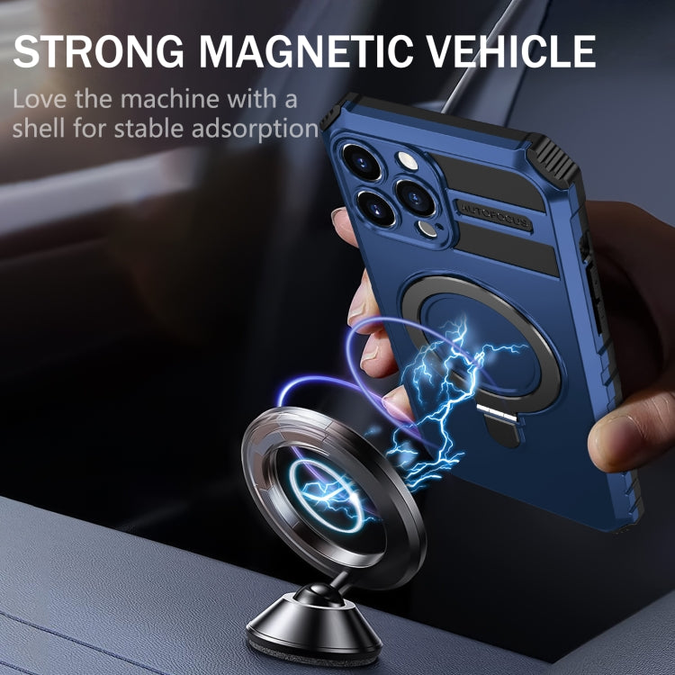 For iPhone 13 Pro Max MagSafe Magnetic Holder Phone Case(Blue) - iPhone 13 Pro Max Cases by PMC TechLife | Online Shopping South Africa | PMC TechLife