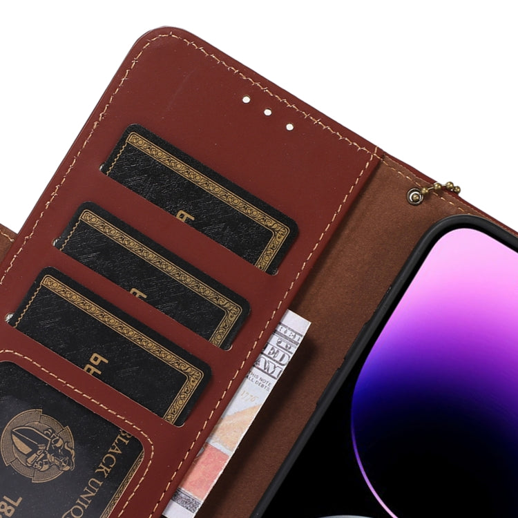 For OnePlus 12 Genuine Leather Magnetic RFID Leather Phone Case(Coffee) - OnePlus Cases by PMC TechLife | Online Shopping South Africa | PMC TechLife | Buy Now Pay Later Mobicred