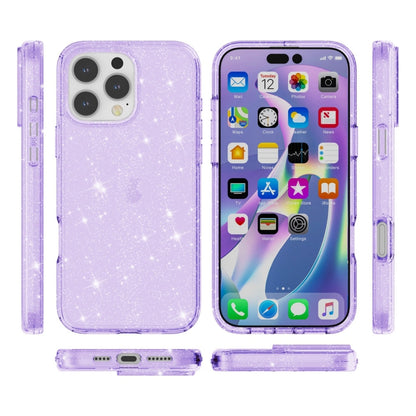 For iPhone 16 Pro Shockproof Terminator Glitter Powder Phone Case(Purple) - iPhone 16 Pro Cases by PMC Jewellery | Online Shopping South Africa | PMC Jewellery | Buy Now Pay Later Mobicred