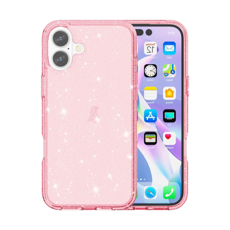 For iPhone 16 Plus Shockproof Terminator Glitter Powder Phone Case(Pink) - iPhone 16 Plus Cases by PMC Jewellery | Online Shopping South Africa | PMC Jewellery | Buy Now Pay Later Mobicred