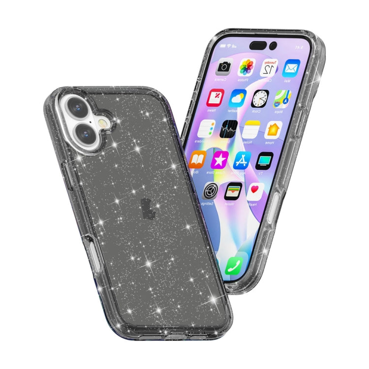 For iPhone 16 Plus Shockproof Terminator Glitter Powder Phone Case(Black) - iPhone 16 Plus Cases by PMC Jewellery | Online Shopping South Africa | PMC Jewellery | Buy Now Pay Later Mobicred