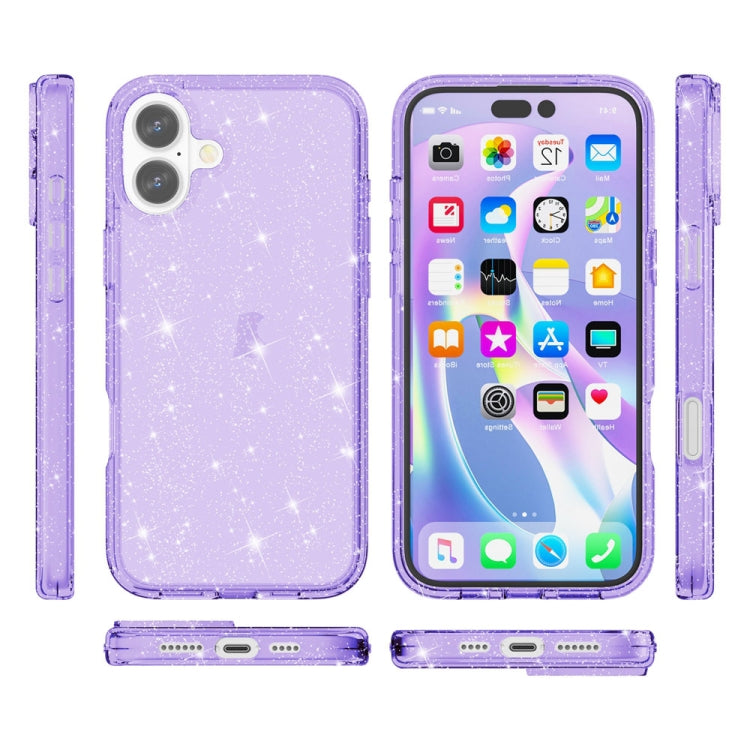 For iPhone 16 Plus Shockproof Terminator Glitter Powder Phone Case(Purple) - iPhone 16 Plus Cases by PMC TechLife | Online Shopping South Africa | PMC TechLife | Buy Now Pay Later Mobicred