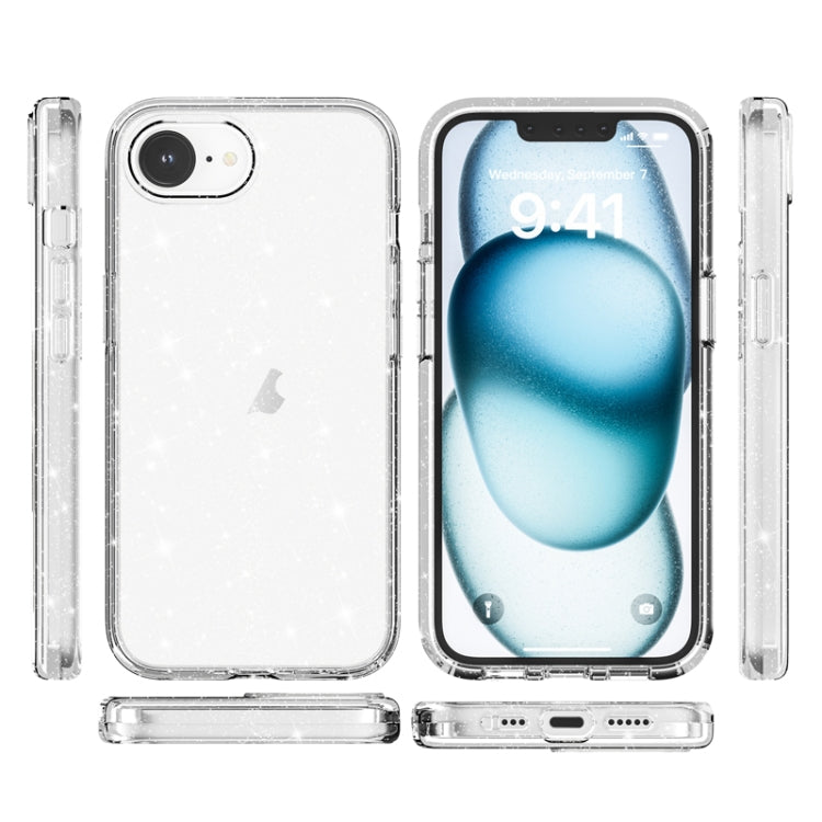 For iPhone 16e Shockproof Terminator Glitter Powder Phone Case(White) - iPhone 16e Cases by PMC TechLife | Online Shopping South Africa | PMC TechLife | Buy Now Pay Later Mobicred