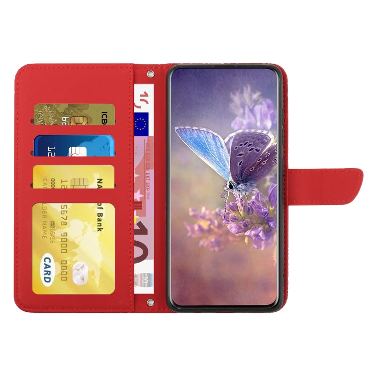 For OnePlus 12R 5G Global Skin Feel Butterfly Peony Embossed Leather Phone Case(Red) - OnePlus Cases by PMC Jewellery | Online Shopping South Africa | PMC Jewellery | Buy Now Pay Later Mobicred