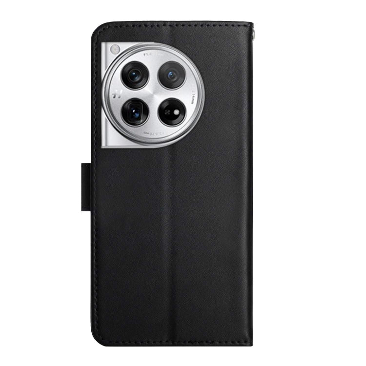For OnePlus 12R 5G Global Genuine Leather Fingerprint-proof Flip Phone Case(Black) - OnePlus Cases by PMC TechLife | Online Shopping South Africa | PMC TechLife | Buy Now Pay Later Mobicred