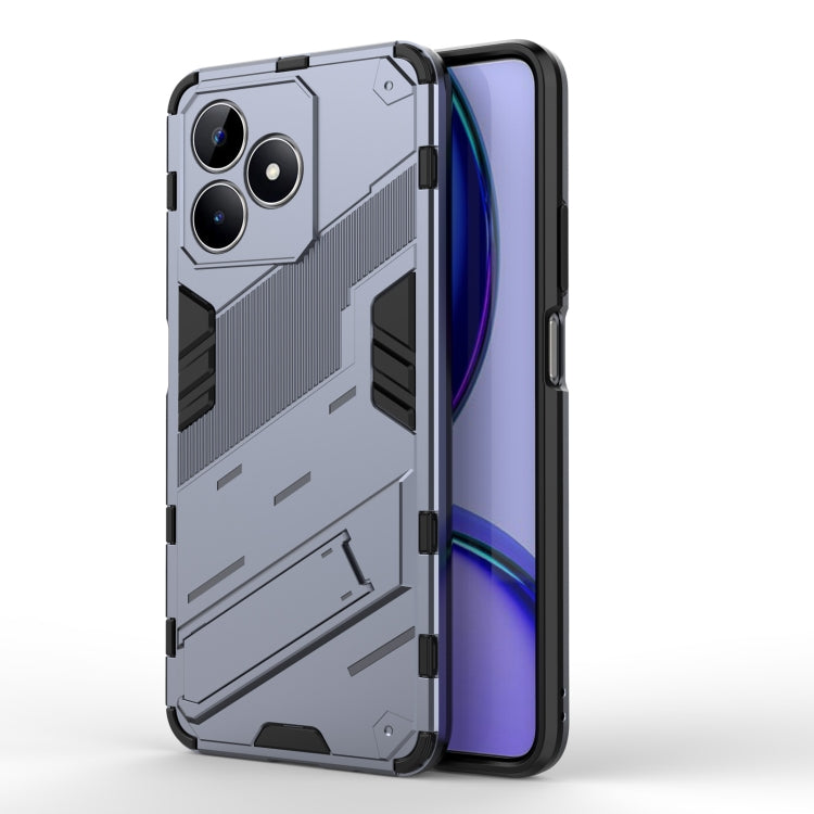 For Realme C53 4G Punk Armor 2 in 1 PC + TPU Phone Case with Holder(Grey) - Realme Cases by PMC Jewellery | Online Shopping South Africa | PMC Jewellery | Buy Now Pay Later Mobicred