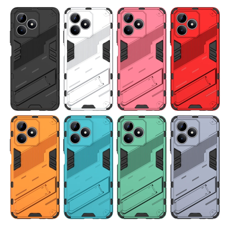 For Realme C53 4G Punk Armor 2 in 1 PC + TPU Phone Case with Holder(Grey) - Realme Cases by PMC TechLife | Online Shopping South Africa | PMC TechLife | Buy Now Pay Later Mobicred