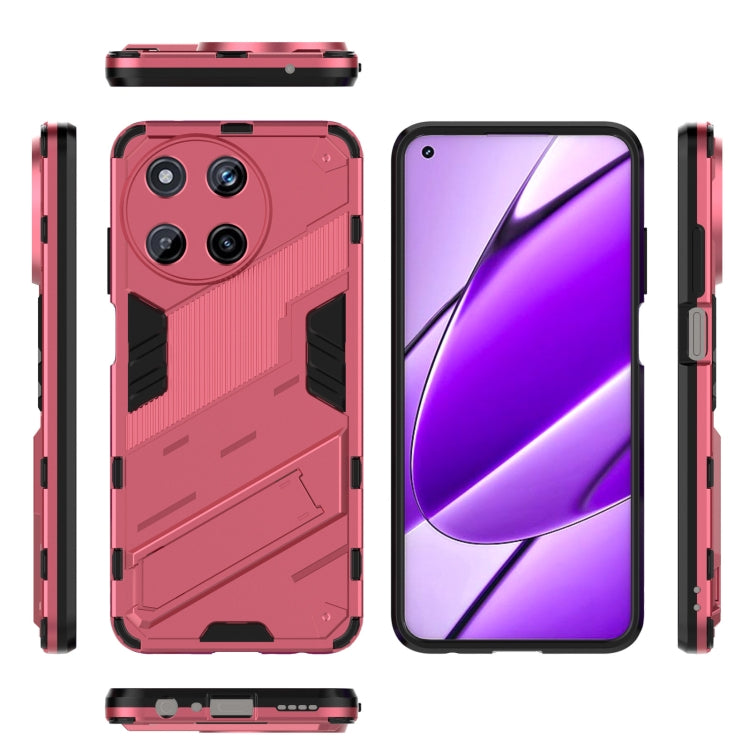 For Realme 11 4G Global Punk Armor 2 in 1 PC + TPU Phone Case with Holder(Light Red) - Realme Cases by PMC Jewellery | Online Shopping South Africa | PMC Jewellery | Buy Now Pay Later Mobicred