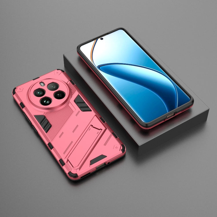 For Realme 12 Pro 5G Global Punk Armor 2 in 1 PC + TPU Phone Case with Holder(Light Red) - Realme Cases by PMC TechLife | Online Shopping South Africa | PMC TechLife | Buy Now Pay Later Mobicred