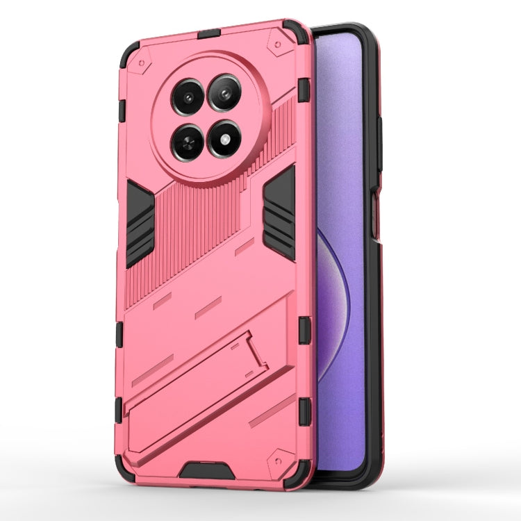 For Realme 12 5G Global Punk Armor 2 in 1 PC + TPU Phone Case with Holder(Light Red) - Realme Cases by PMC TechLife | Online Shopping South Africa | PMC TechLife | Buy Now Pay Later Mobicred