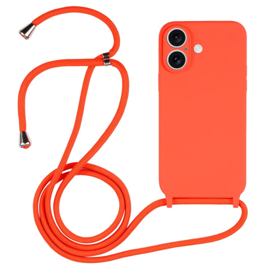 For iPhone 16 Plus Crossbody Lanyard Liquid Silicone Case(Orange) - iPhone 16 Plus Cases by PMC Jewellery | Online Shopping South Africa | PMC Jewellery | Buy Now Pay Later Mobicred