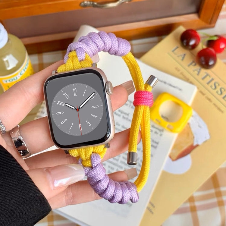 For Apple Watch Ultra 2 49mm Twist Knotted Nylon Watch Band(Purple Yellow) - Watch Bands by PMC Jewellery | Online Shopping South Africa | PMC Jewellery | Buy Now Pay Later Mobicred