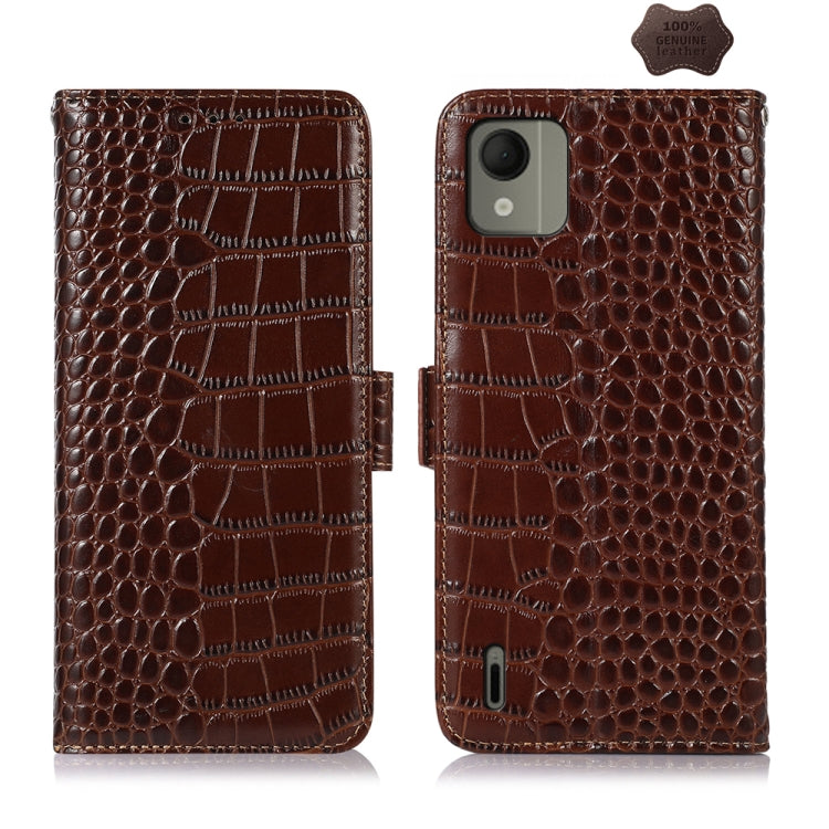 For Nokia C110 Crocodile Top Layer Cowhide Leather Phone Case(Brown) - Nokia Cases by PMC TechLife | Online Shopping South Africa | PMC TechLife | Buy Now Pay Later Mobicred