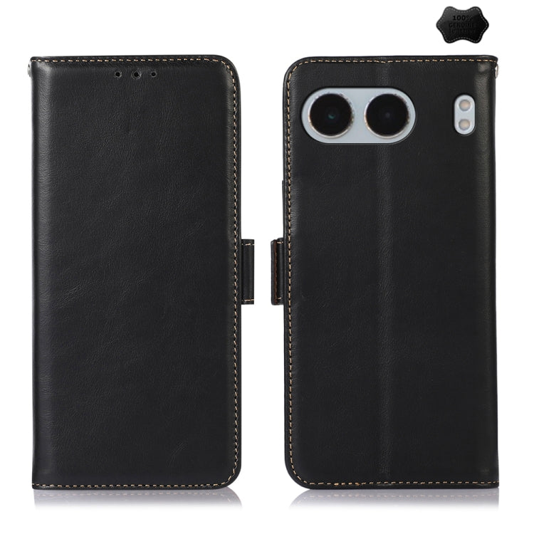 For OnePlus Nord 4 Magnetic Crazy Horse Texture Genuine Leather RFID Phone Case(Black) - Nord 4 Cases by PMC TechLife | Online Shopping South Africa | PMC TechLife | Buy Now Pay Later Mobicred